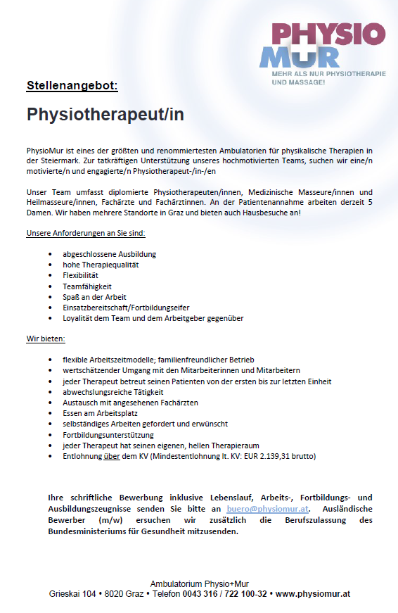 Oferta pracy dla fizjoterapeutów w Austrii